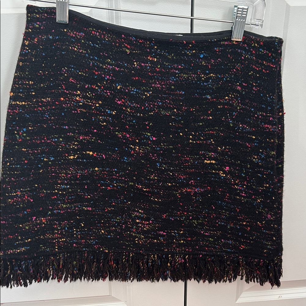Ganni Black Multicolor Tweed Mini Skirt